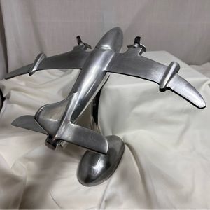 Vintage, aluminum, airplane model caste, desk decoration, art deco style jet